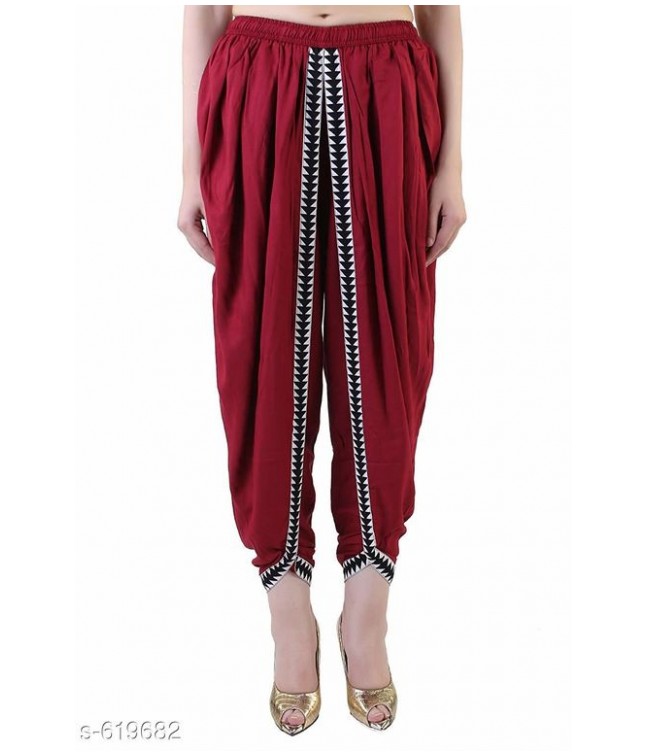 Dhoti Trousers for Women Patiala Dhoti Salwar Girls Maroon Rayon Dhoti Pant Dhoti Trousers for Women Patiala Dhoti Salwar Girls Maroon Rayon Dhoti Pant