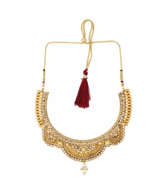 Aradhya Big Girls Gold Plated Copper Traditional Designer Temple Coin Necklace With Earrings